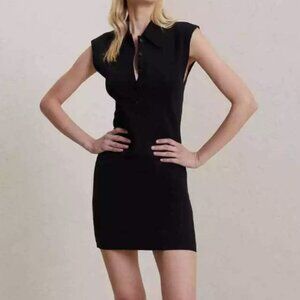 A.L.C. Taylor II Knit Collared Mini Dress in Black Size Medium